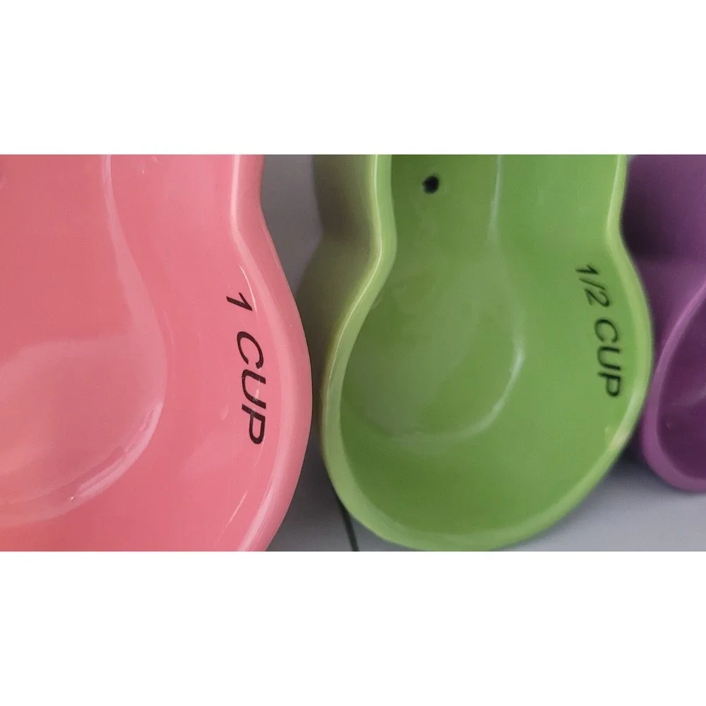 Set Of 4 Ceramic Easter Bunny Peep Measuring Cups‎ Secret Garden 1/4 to 1 Cup!